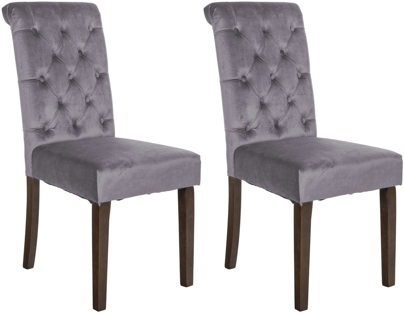 CLP Esszimmerstuhl LISBURN (2er Set), mit Lehne im Chesterfield Design von CLP