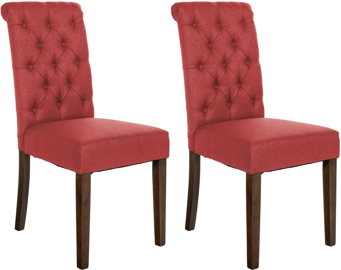 CLP Esszimmerstuhl LISBURN (2er Set, 2 St), mit Lehne im Chesterfield Design von CLP