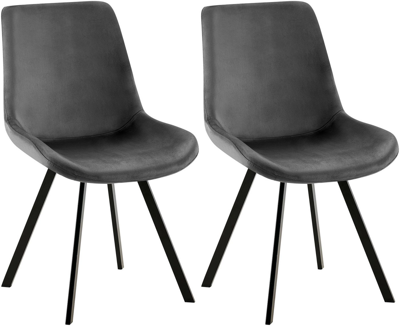 CLP Esszimmerstuhl Lewes (2er Set), mit Samt-Bezug, Stuhl um 360 Grad drehbar von CLP