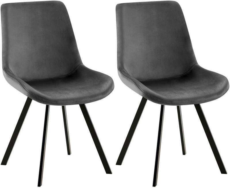 CLP Esszimmerstuhl Lewes (2er Set), mit Samt-Bezug, Stuhl um 360 Grad drehbar von CLP