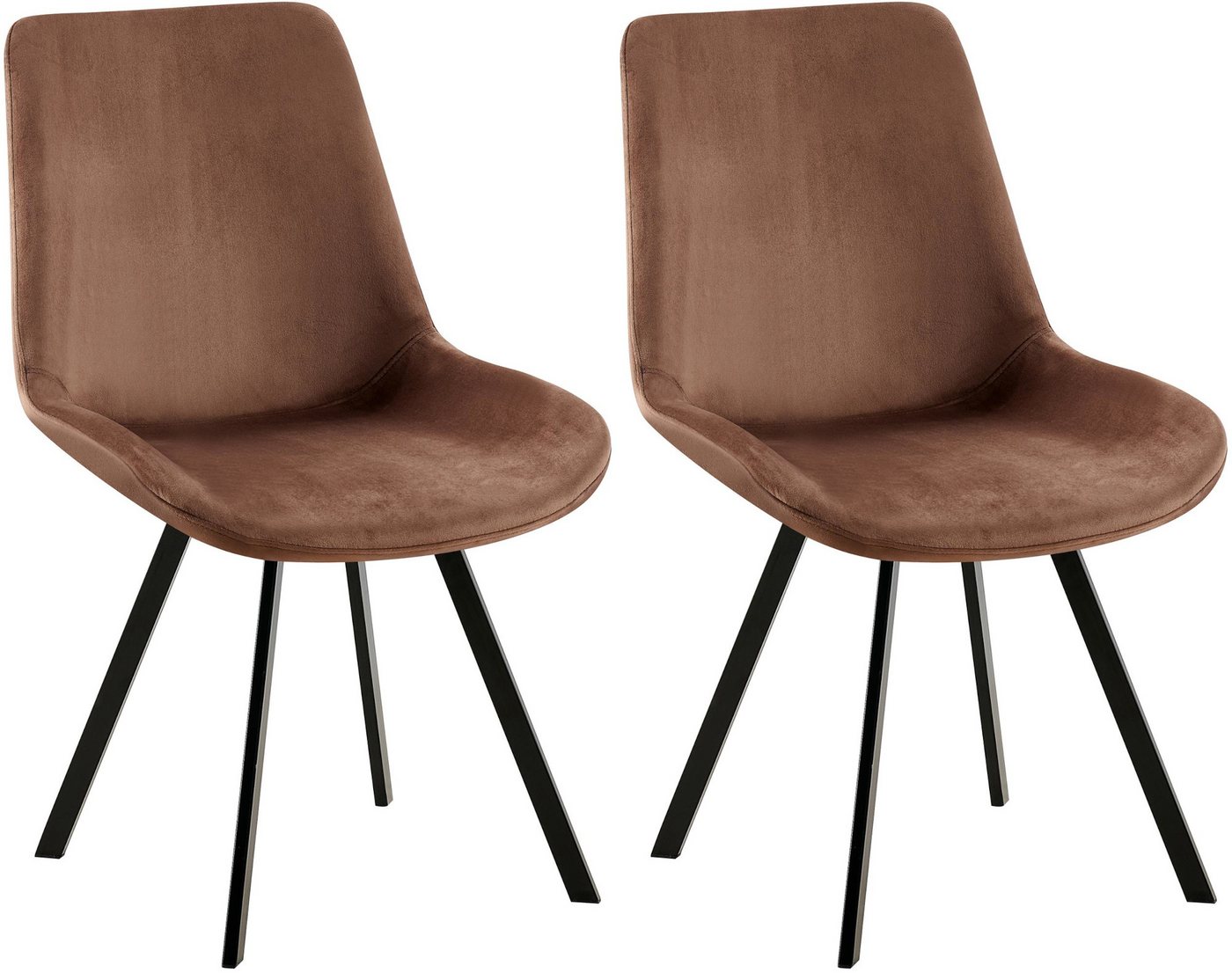 CLP Esszimmerstuhl Lewes (2er Set), mit Samt-Bezug, Stuhl um 360 Grad drehbar von CLP
