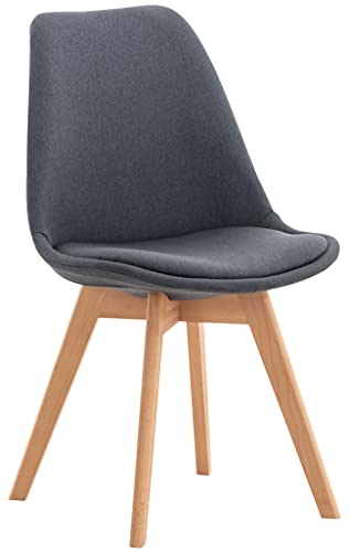 CLP Esszimmerstuhl Linares Kunststoff I Stoff I Samt I Cord I Lederoptik I Lehnstuhl Mit Holzgestell, Farbe:dunkelgrau, Material:Stoff von CLP
