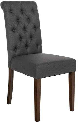 CLP Esszimmerstuhl Lisburn I Samt I Stoff I Polsterstuhl Gesteppt Chesterfield Design, Farbe:dunkelgrau, Material:Stoff CLP Esszimmerstuhl Lisburn I Samt I Stoff I Polsterstuhl Gesteppt Chesterfield Design, Farbe:dunkelgrau, Material:Stoff von CLP