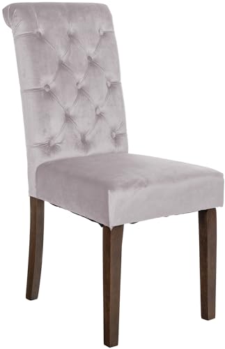 CLP Esszimmerstuhl Lisburn I Samt I Stoff I Polsterstuhl Gesteppt Chesterfield Design, Farbe:grau, Material:Samt von CLP