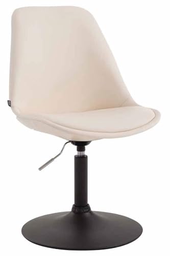 CLP Esszimmerstuhl Maverick Kunstleder I höhenverstellbarer Lehnstuhl I Drehstuhl mit Trompetenfuß I Sitzhöhe von ca. 43-48 cm, Farbe:Creme, Gestell Farbe:schwarz von CLP