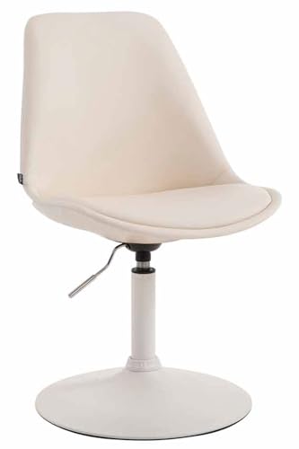 CLP Esszimmerstuhl Maverick Kunstleder I höhenverstellbarer Lehnstuhl I Drehstuhl mit Trompetenfuß I Sitzhöhe von ca. 43-48 cm, Farbe:Creme, Gestell Farbe:weiß von CLP