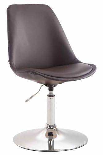 CLP Esszimmerstuhl Maverick Kunstleder I höhenverstellbarer Lehnstuhl I Drehstuhl mit Trompetenfuß I Sitzhöhe von ca. 43-48 cm, Farbe:braun, Gestell Farbe:Chrom von CLP