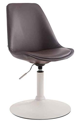 CLP Esszimmerstuhl Maverick Kunstleder I höhenverstellbarer Lehnstuhl I Drehstuhl mit Trompetenfuß I Sitzhöhe von ca. 43-48 cm, Farbe:braun, Gestell Farbe:weiß von CLP