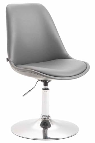 CLP Esszimmerstuhl Maverick Kunstleder I höhenverstellbarer Lehnstuhl I Drehstuhl mit Trompetenfuß I Sitzhöhe von ca. 43-48 cm, Farbe:grau, Gestell Farbe:Chrom von CLP