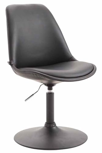 CLP Esszimmerstuhl Maverick Kunstleder I höhenverstellbarer Lehnstuhl I Drehstuhl mit Trompetenfuß I Sitzhöhe von ca. 43-48 cm, Farbe:schwarz, Gestell Farbe:schwarz von CLP