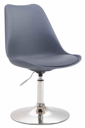 CLP Esszimmerstuhl Maverick Kunststoff I höhenverstellbarer Lehnstuhl I Drehstuhl mit Trompetenfuß I Sitzhöhe von ca. 43-48 cm, Farbe:grau, Gestell Farbe:Chrom von CLP