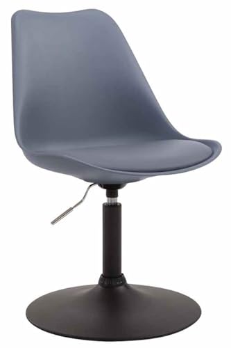 CLP Esszimmerstuhl Maverick Kunststoff I höhenverstellbarer Lehnstuhl I Drehstuhl mit Trompetenfuß I Sitzhöhe von ca. 43-48 cm, Farbe:grau, Gestell Farbe:schwarz von CLP