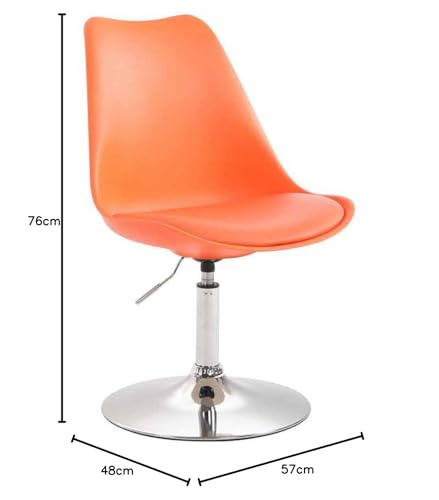 CLP Esszimmerstuhl Maverick Kunststoff I höhenverstellbarer Lehnstuhl I Drehstuhl mit Trompetenfuß I Sitzhöhe von ca. 43-48 cm, Farbe:orange, Gestell Farbe:Chrom von CLP