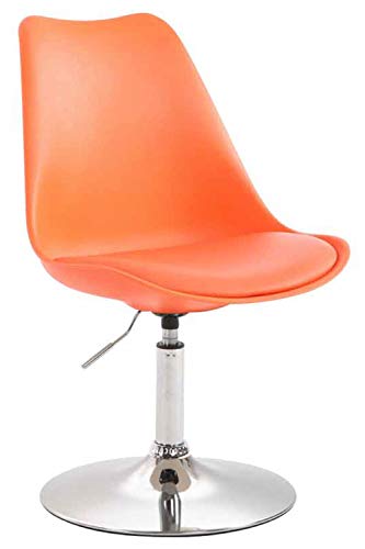 CLP Esszimmerstuhl Maverick Kunststoff I höhenverstellbarer Lehnstuhl I Drehstuhl mit Trompetenfuß I Sitzhöhe von ca. 43-48 cm, Farbe:orange, Gestell Farbe:Chrom von CLP