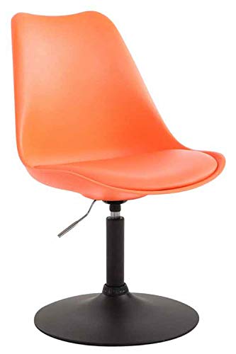 CLP Esszimmerstuhl Maverick Kunststoff I höhenverstellbarer Lehnstuhl I Drehstuhl mit Trompetenfuß I Sitzhöhe von ca. 43-48 cm, Farbe:orange, Gestell Farbe:schwarz von CLP