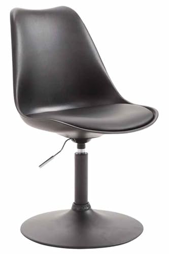 CLP Esszimmerstuhl Maverick Kunststoff I höhenverstellbarer Lehnstuhl I Drehstuhl mit Trompetenfuß I Sitzhöhe von ca. 43-48 cm, Farbe:schwarz, Gestell Farbe:schwarz von CLP