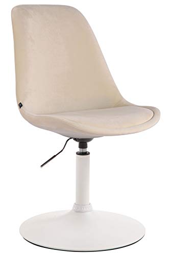 CLP Esszimmerstuhl Maverick Samt I Höhenverstellbarer Lehnstuhl I Drehstuhl Mit Trompetenfuß I Sitzhöhe Von Ca. 43-48 cm, Farbe:Creme, Gestell Farbe:weiß von CLP