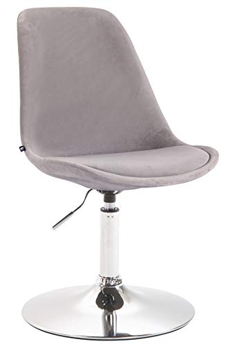 CLP Esszimmerstuhl Maverick Samt I Höhenverstellbarer Lehnstuhl I Drehstuhl Mit Trompetenfuß I Sitzhöhe Von Ca. 43-48 cm, Farbe:grau, Gestell Farbe:Chrom von CLP