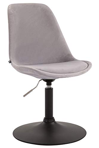 CLP Esszimmerstuhl Maverick Samt I Höhenverstellbarer Lehnstuhl I Drehstuhl Mit Trompetenfuß I Sitzhöhe Von Ca. 43-48 cm, Farbe:grau, Gestell Farbe:schwarz von CLP