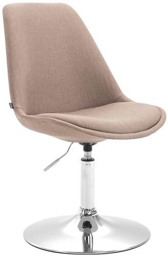 CLP Esszimmerstuhl Maverick Stoff I höhenverstellbarer Lehnstuhl I Drehstuhl mit Trompetenfuß I Sitzhöhe von ca. 43-48 cm, Farbe:Taupe, Gestell Farbe:Chrom von CLP