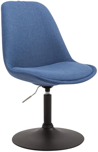 CLP Esszimmerstuhl Maverick Stoff I höhenverstellbarer Lehnstuhl I Drehstuhl mit Trompetenfuß I Sitzhöhe von ca. 43-48 cm, Farbe:blau, Gestell Farbe:schwarz von CLP