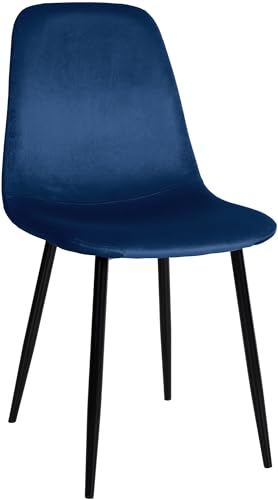 CLP Esszimmerstuhl Napier I Samt I Stoff I Kunstleder I Mit Bodenschonern, Farbe:blau, Material:Samt von CLP