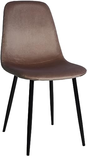 CLP Esszimmerstuhl Napier I Samt I Stoff I Kunstleder I Mit Bodenschonern, Farbe:braun, Material:Samt von CLP
