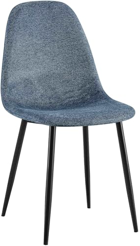 CLP Esszimmerstuhl gepolstert Napier, Küchenstuhl mit Rückenlehne und schwarzem Metallgestell, Polsterstuhl Esszimmer bis 150 kg belastbar, Farbe:dunkelblau, Material:Stoff CLP Esszimmerstuhl gepolstert Napier, Küchenstuhl mit Rückenlehne und schwarzem Metallgestell, Polsterstuhl Esszimmer bis 150 kg belastbar, Farbe:dunkelblau, Material:Stoff von CLP