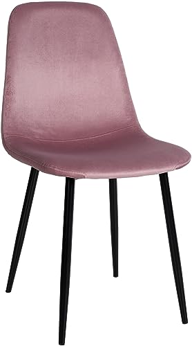 CLP Esszimmerstuhl Napier I Samt I Stoff I Kunstleder I Mit Bodenschonern, Farbe:pink, Material:Samt von CLP