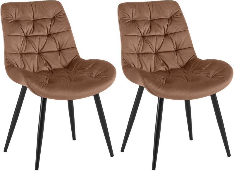 CLP Esszimmerstuhl Rossford Samt (2er Set), Gesteppt, 4-Fuß-Stuhl, Metallgestell von CLP