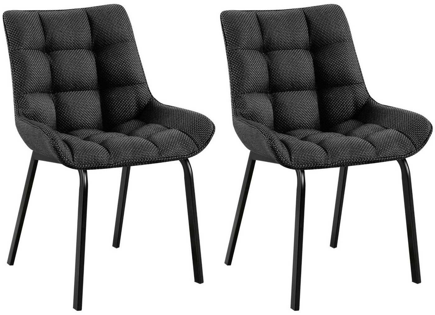 CLP Esszimmerstuhl Saranda (2er Set), stilvoller Polsterstuhl, stabiles Metallgestell von CLP