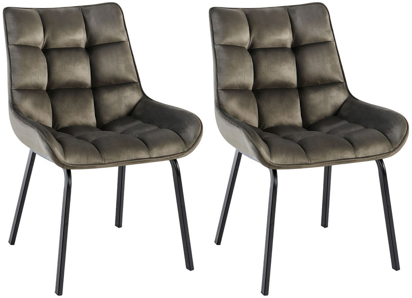 CLP Esszimmerstuhl Saranda (2er Set), stilvoller Polsterstuhl, stabiles Metallgestell von CLP