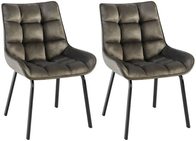 CLP Esszimmerstuhl Saranda (2er Set), stilvoller Polsterstuhl, stabiles Metallgestell von CLP
