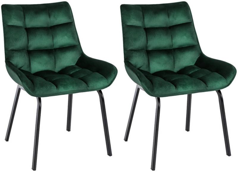 CLP Esszimmerstuhl Saranda (2er Set), stilvoller Polsterstuhl, stabiles Metallgestell von CLP