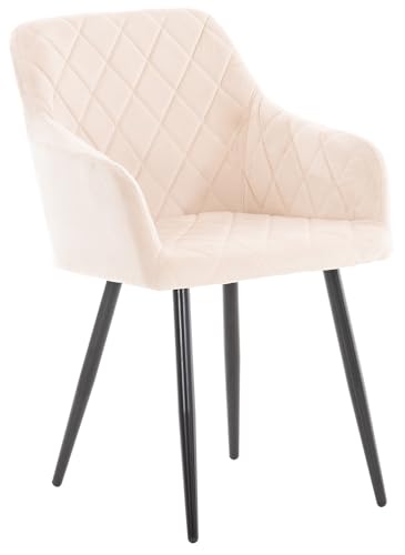 CLP Esszimmerstuhl Shila I Samt I Stoff I Gesteppt I Mit Bodenschonern, Farbe:beige, Material:Samt von CLP