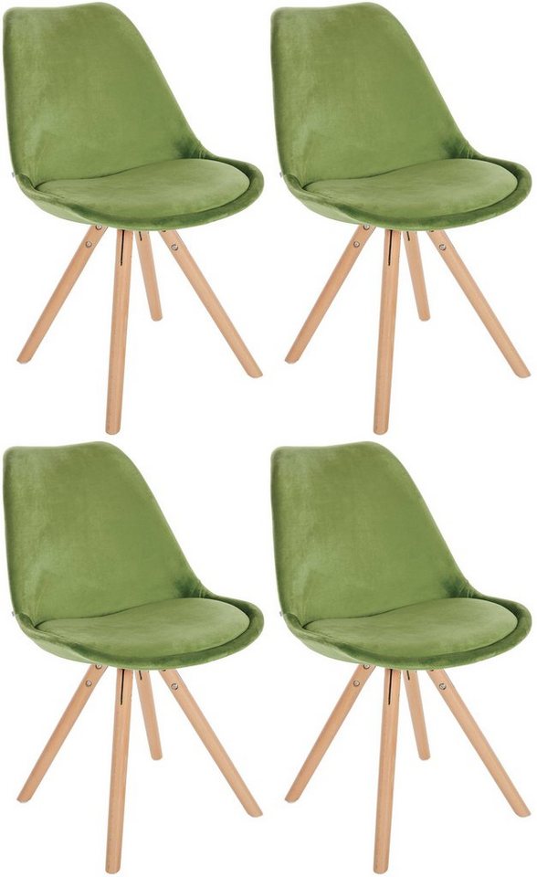 CLP Esszimmerstuhl Stühle Sofia Samt (4er Set), mit Holzgestell von CLP