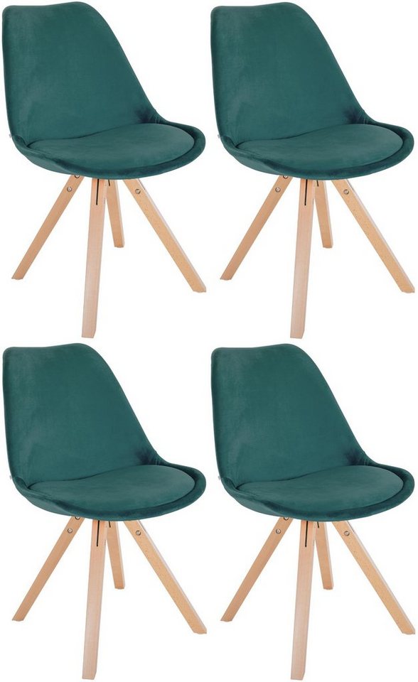 CLP Esszimmerstuhl Stühle Sofia Samt (4er Set), mit Holzgestell von CLP