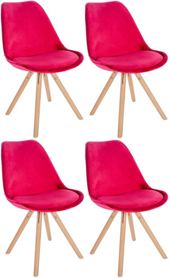 CLP Esszimmerstuhl Stühle Sofia Samt (4er Set, 4 St), mit Holzgestell von CLP
