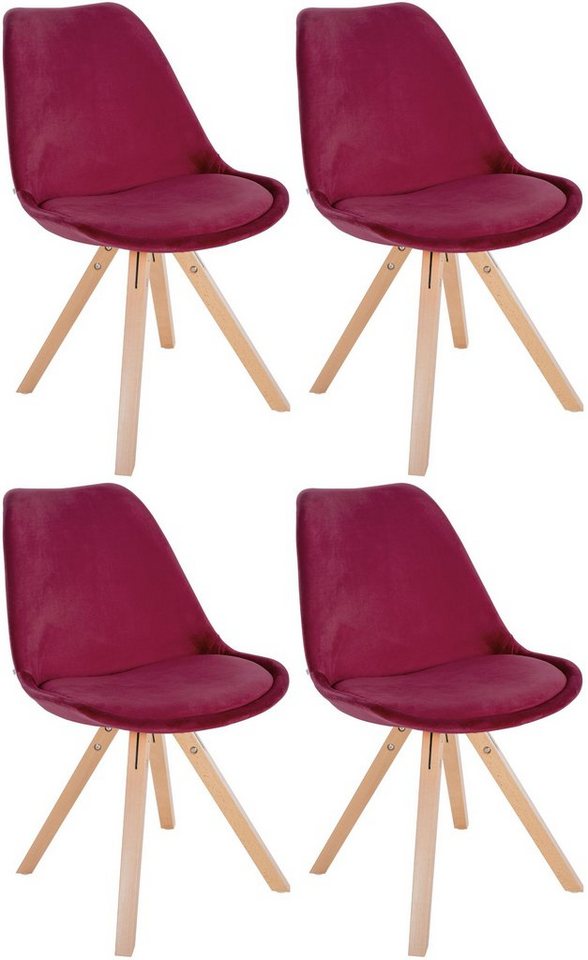 CLP Esszimmerstuhl Stühle Sofia Samt (4er Set, 4 St), mit Holzgestell von CLP