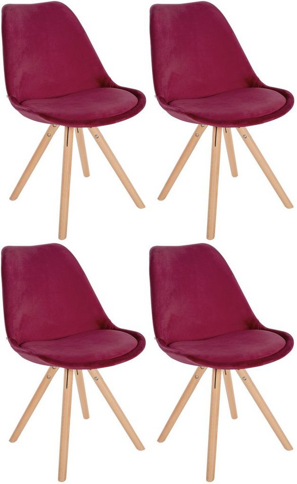 CLP Esszimmerstuhl Stühle Sofia Samt (4er Set, 4 St), mit Holzgestell von CLP
