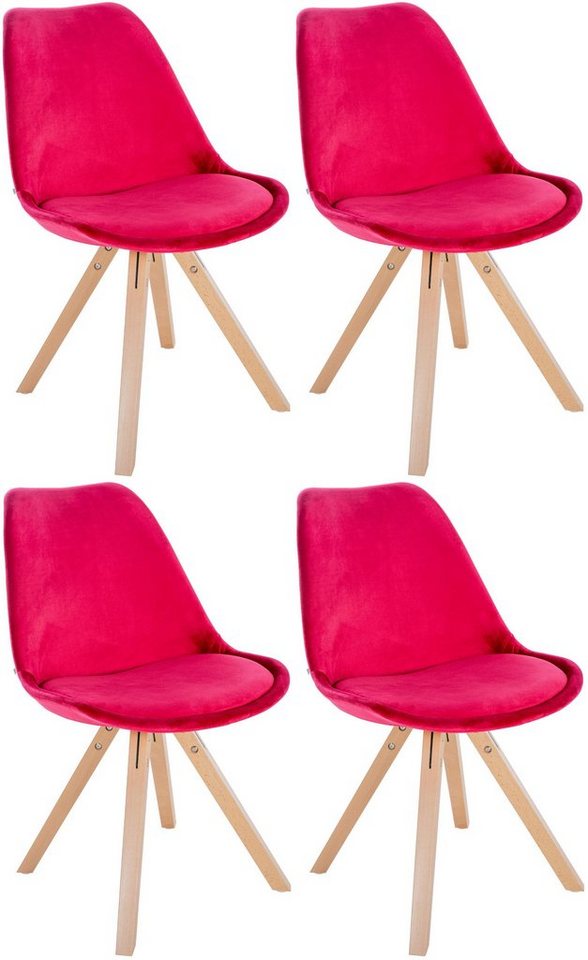 CLP Esszimmerstuhl Stühle Sofia Samt (4er Set, 4 St), mit Holzgestell von CLP