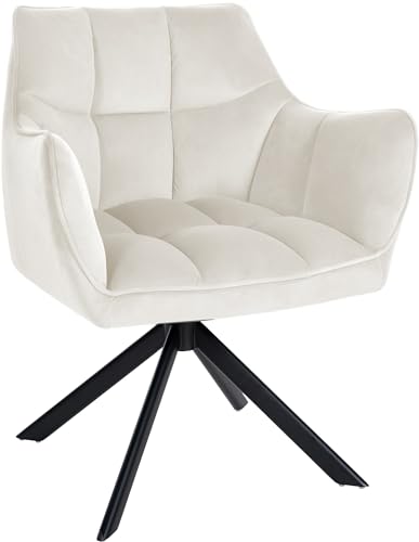CLP Esszimmerstuhl Swing Samtbezug I Drehbarer Polsterstuhl I Küchenstuhl mit Rückenlehne, Farbe:Creme, Gestell Farbe:schwarz CLP Esszimmerstuhl Swing Samtbezug I Drehbarer Polsterstuhl I Küchenstuhl mit Rückenlehne, Farbe:Creme, Gestell Farbe:schwarz von CLP