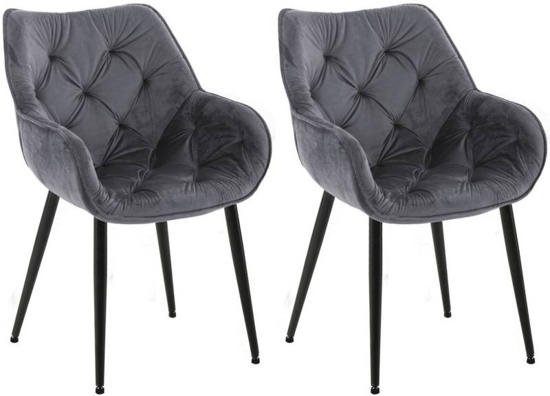 CLP Esszimmerstuhl Tanna Samt (2er Set, 2 St), mit Armlehnen und 4-Fuß Metallgestell von CLP