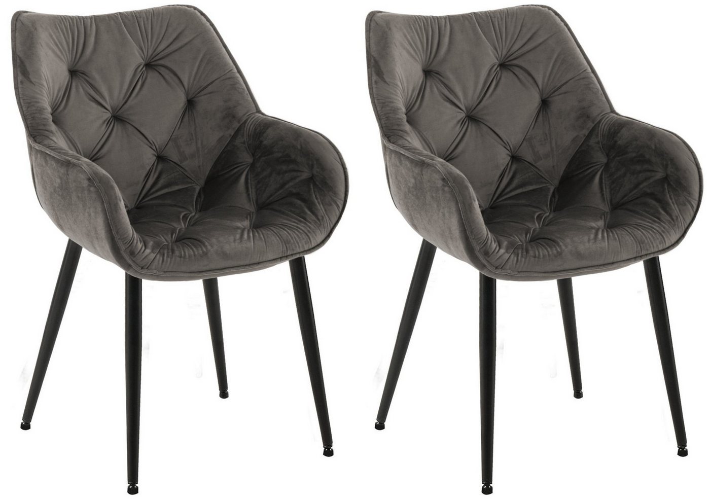 CLP Esszimmerstuhl Tanna Samt (2er Set, 2 St), mit Armlehnen und 4-Fuß Metallgestell von CLP