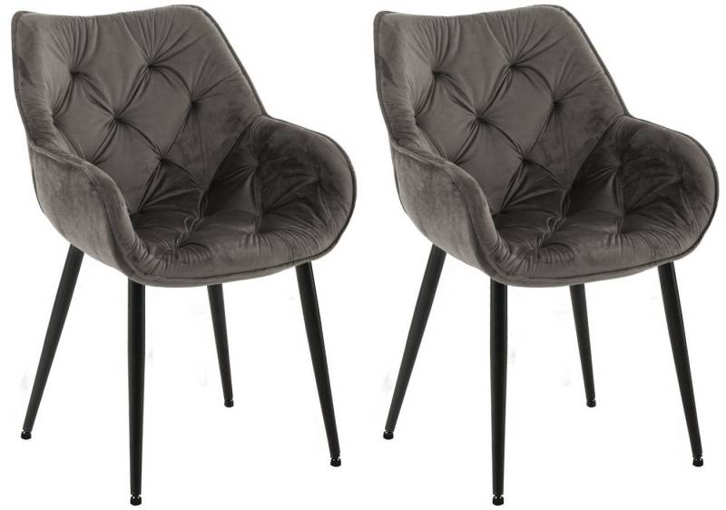 CLP Esszimmerstuhl Tanna Samt (2er Set, 2 St), mit Armlehnen und 4-Fuß Metallgestell von CLP