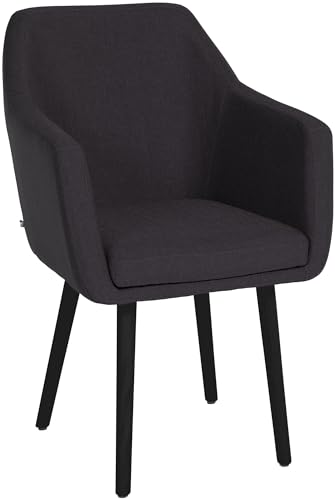 CLP Esszimmerstuhl Utrecht Mit Stoffbezug I Polsterstuhl Mit Robustem Holzgestell I Retrostuhl Mit Bodenschonern I, Farbe:schwarz, Gestell Farbe:schwarz von CLP