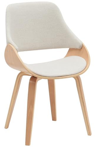 CLP Esszimmerstuhl Vangale I Küchenstuhl mit Gestell aus Bugholz I Polsterstuhl mit Rückenlehne, Farbe:Natur/Creme, Material:Stoff von CLP