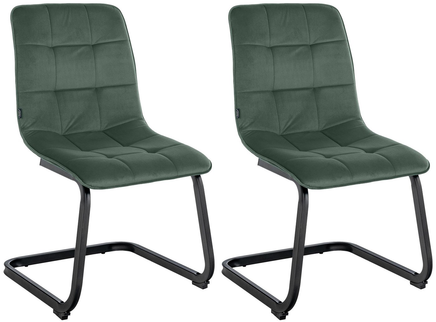CLP Esszimmerstuhl Vermont (2er Set), Freischwinger mit Samtbezug von CLP
