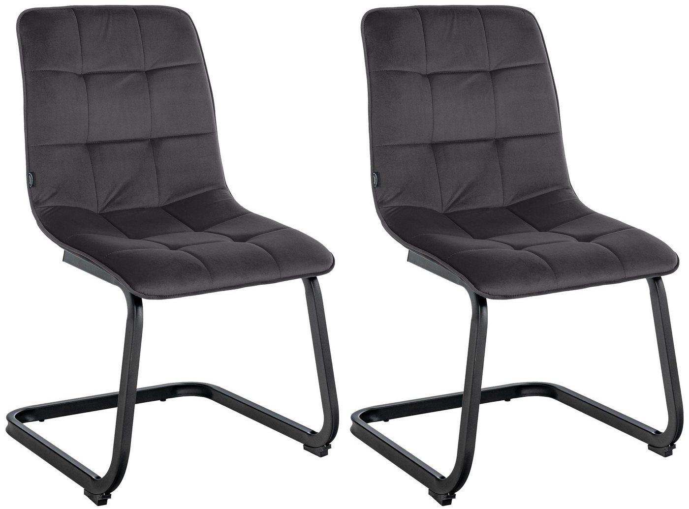 CLP Esszimmerstuhl Vermont (2er Set), Freischwinger mit Samtbezug von CLP