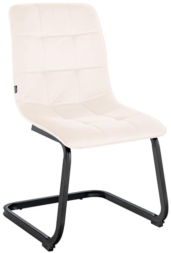 CLP Esszimmerstuhl Vermont I Mit Samt-Bezug I Gepolsterter Freischwinger-Stuhl, Farbe:Creme von CLP